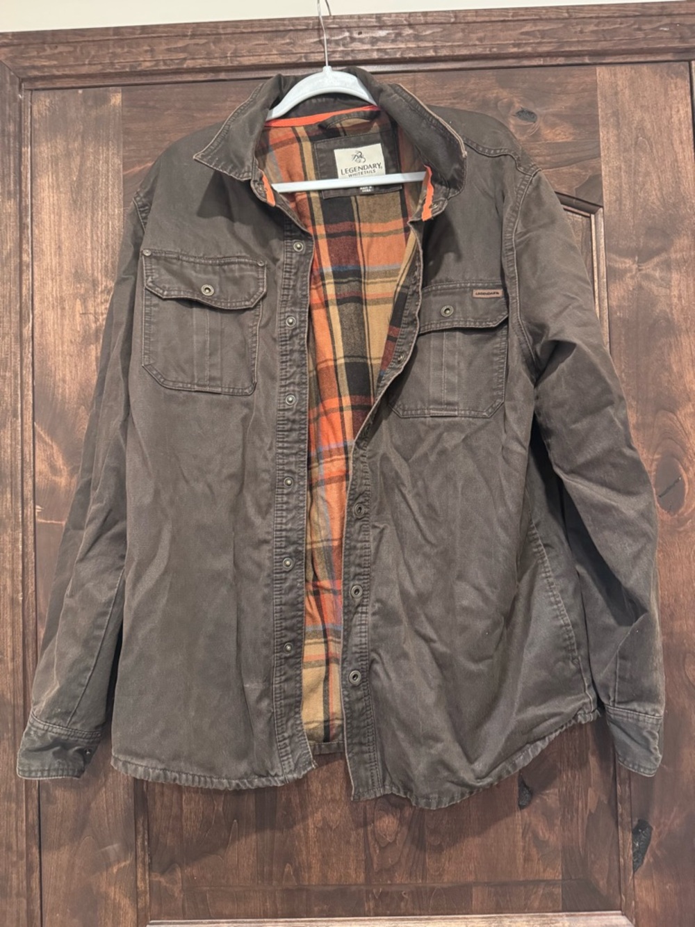 Legendary Whitetails Brown Work Jacket with Orange Plaid Lining